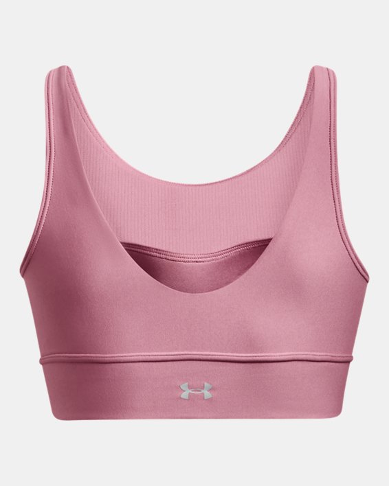 Women's UA Infinity Mid Pintuck Sports Bra in Pink image number 11